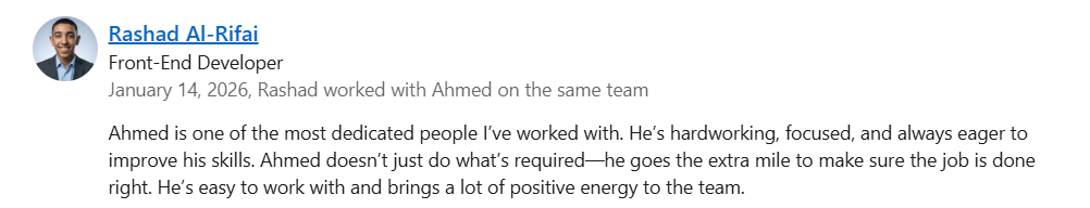 Recommendation from Rashad Al Rifai