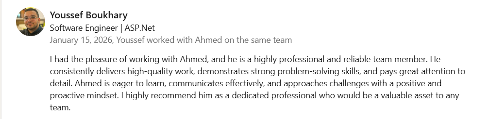 Recommendation from Youssef Boukhary