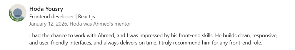Recommendation from Hoda Yousry